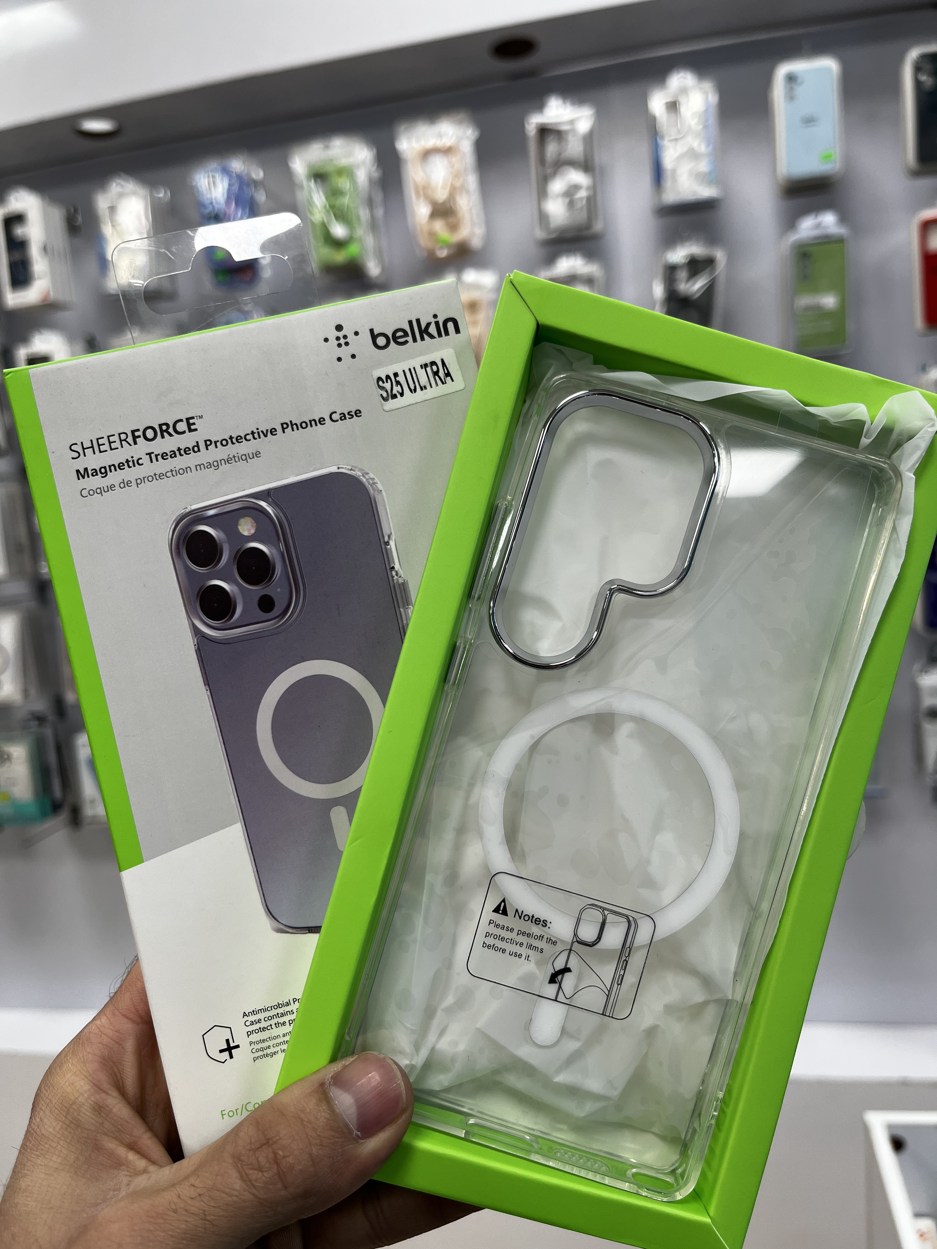 قاب s25 ultra شفاف مگسیف برند belkin اورجینال