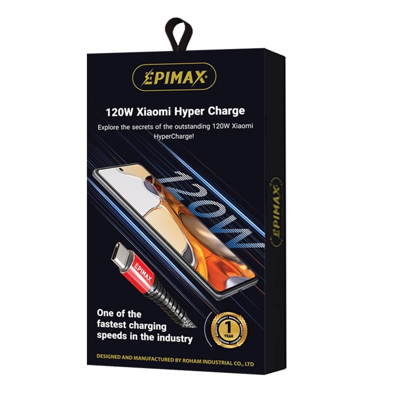 کابل شارژ EPIMAX 130 TYPE-C 120W ثانیه شمار اورجینال