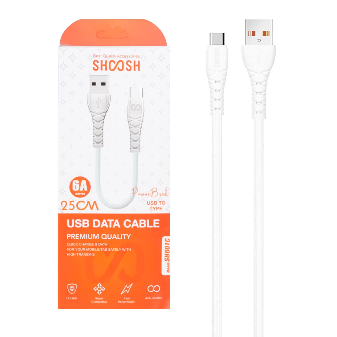 کابل شارژپاوربانکی TYPE-C SHOOSH SH-601C 6A